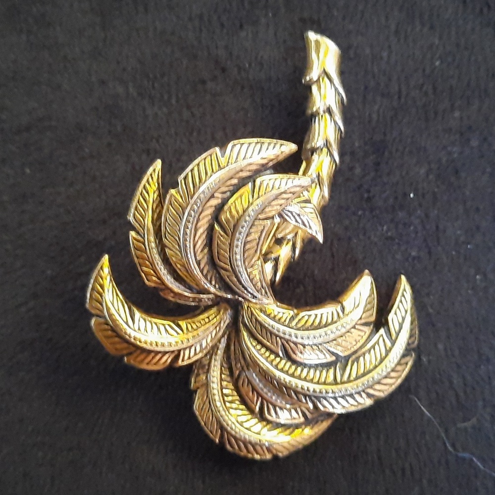 Vintage Damascene Palm Tree Brooch/Pin Spain